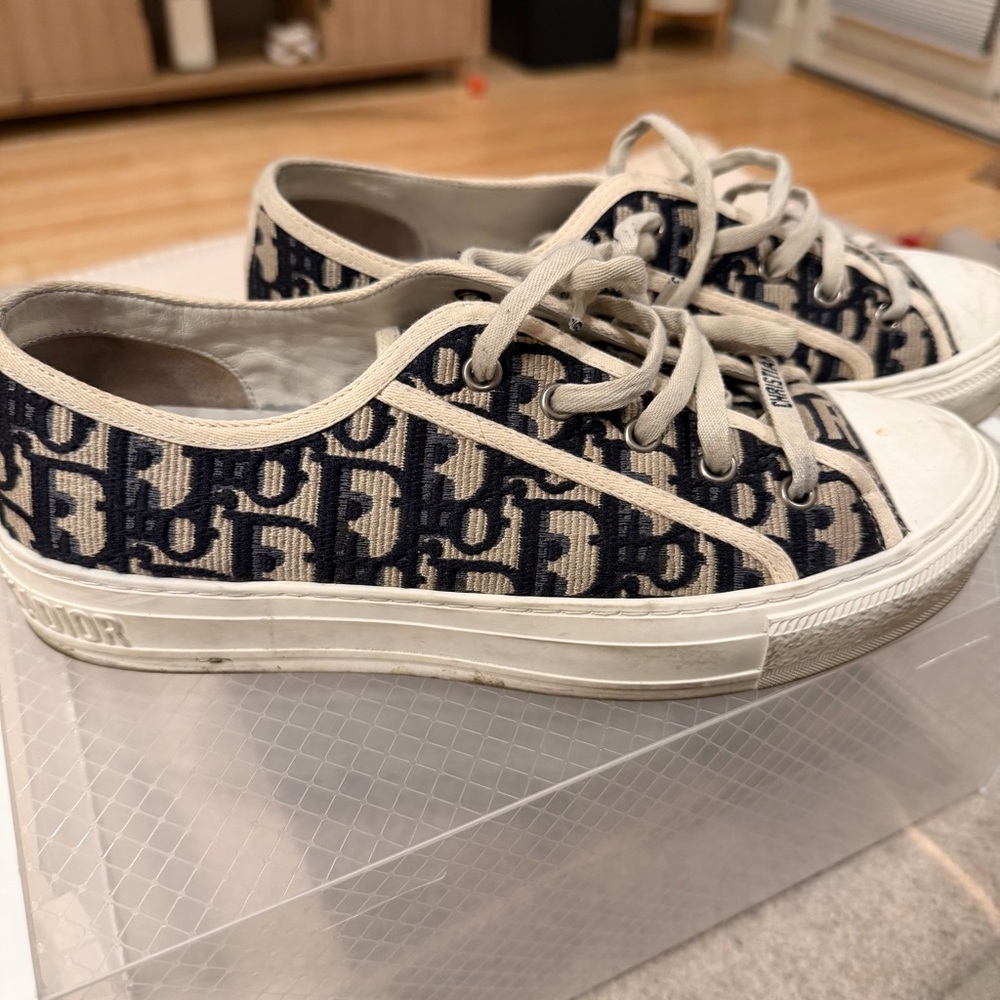 Dior Walk’n’Dior Oblique Canvas Sneakers – Navy/Beige – Size 39 – Authentic
